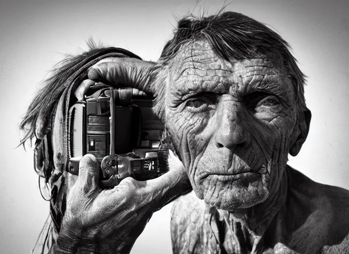 Image similar to hyper detailed portrait of starving homless man dslr by don mccullin, unreal engine 5, lumen, nanite