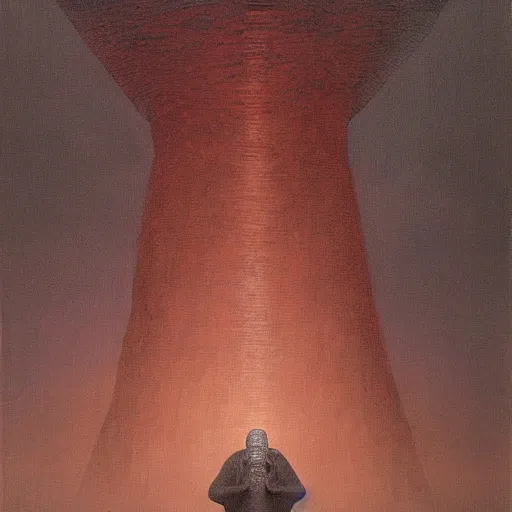 Prompt: Jeff Bezos at the edge of time, moody, dramatic, masterpiece by Zdzisław Beksiński