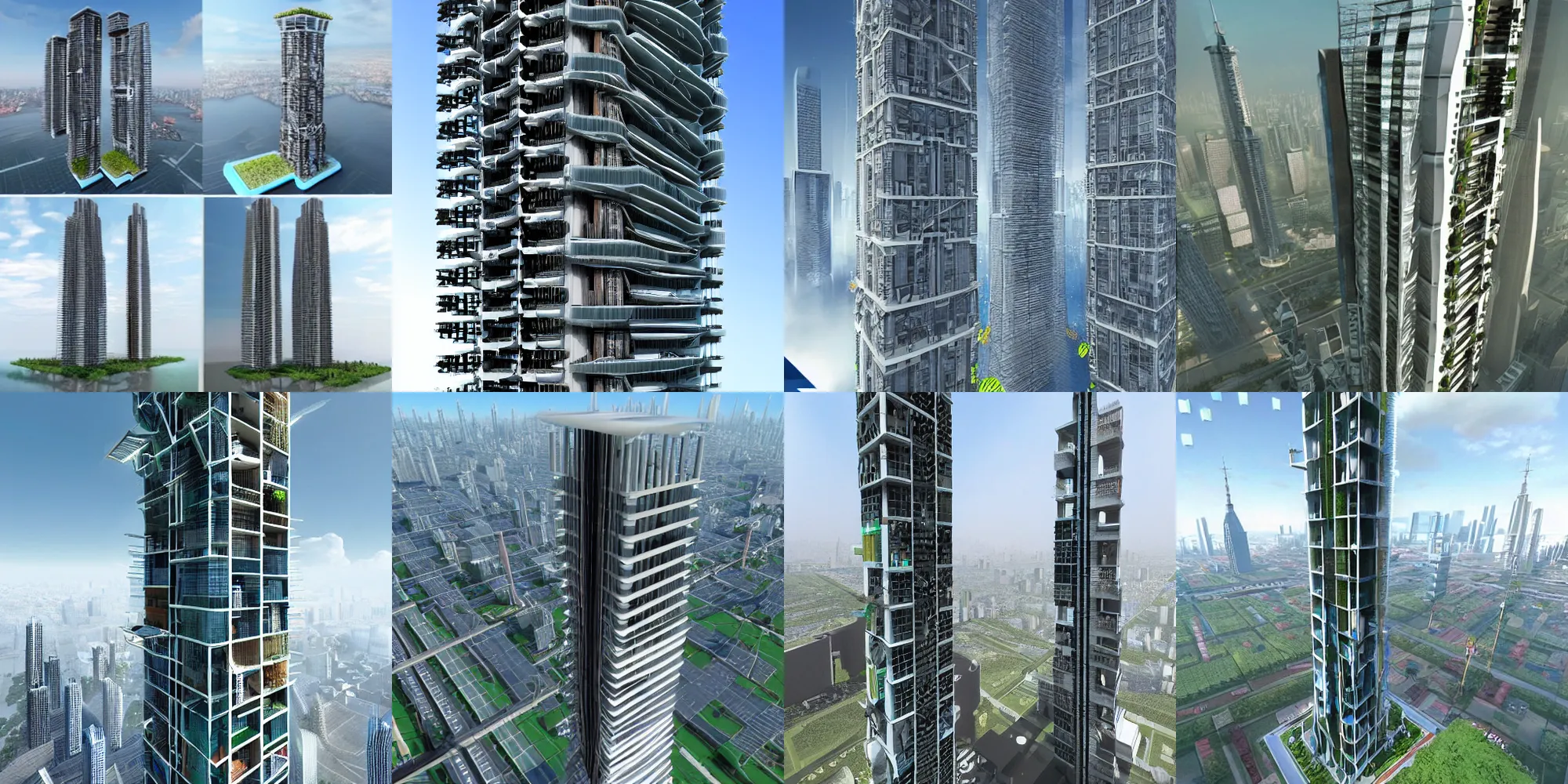 Prompt: environmentally friendly skyscrapper, hitech, hyper detailed, 4 k, detailed, hi - tech, modern