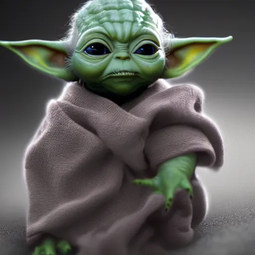 Prompt: full body pose, hyperrealistic photograph of baby yoda in a bikini, dim volumetric lighting, 8 k, octane beautifully detailed render, extremely hyper detailed, intricate, epic composition, cinematic lighting, masterpiece, trending on artstation, very very detailed, stunning, hdr, smooth, sharp focus, high resolution, award, winning photo, dslr, 5 0 mm