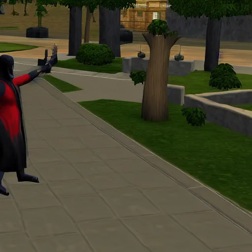 Prompt: the grim reaper. snapshot from the sims 2.