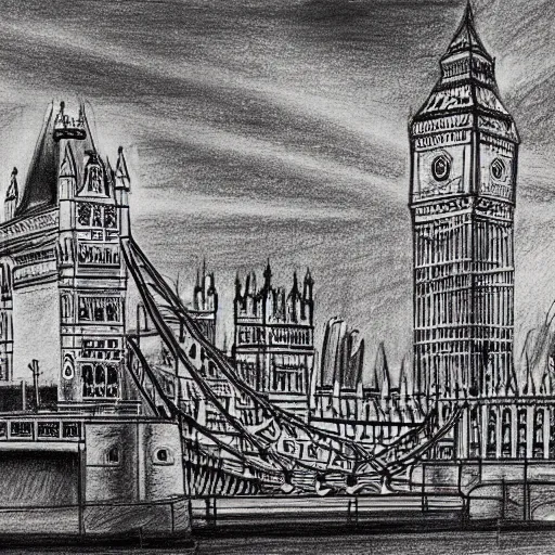 Image similar to beautiful drawing of London, award winning art, highly detailed