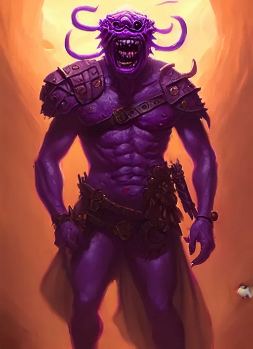 Image similar to purple one - eyed beholder dnd, fantasy oil _ painting _ unreal _ 5 _ daz. _ rpg _ extremely _ detailed _ artgerm _ greg rutkowski