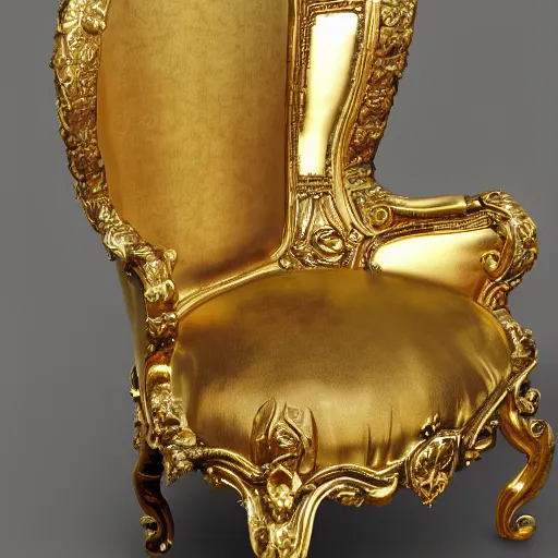 Prompt: a realistic render of a barock chair with gold and much ornament, ultra details, 8k,