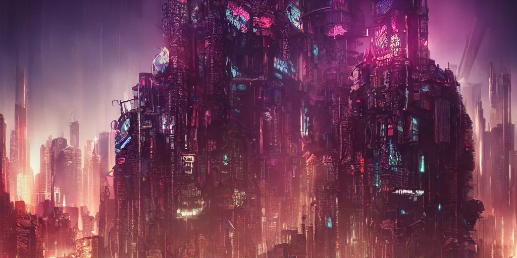 Image similar to cyberpunk chtulhu closeup, fallout 5, studio lighting, deep colors, apocalyptic setting, vertically mirrored city