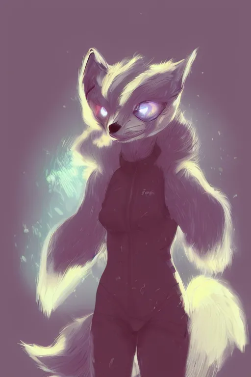 Image similar to a fox fursona, trending on artstation, by kawacy, furry art, digital art, cyberpunk, high quality, backlighting