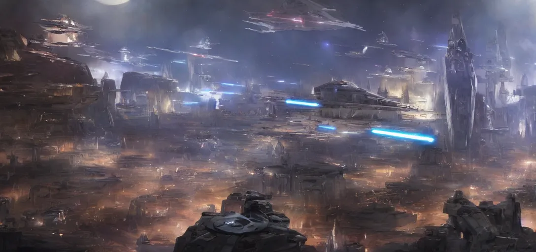 Image similar to Concept art for a Star Wars TV show about Coruscant