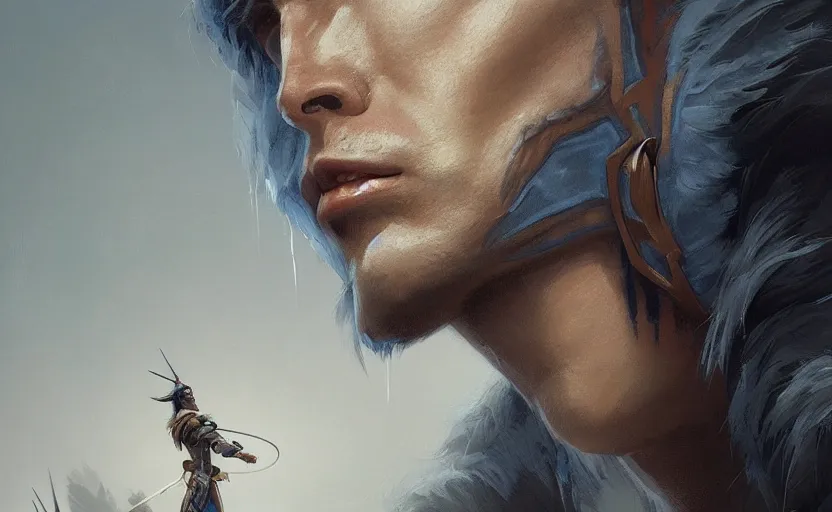 Prompt: comanche warrior, soft grey and blue natural light, intricate, digital painting, artstation, concept art, smooth, sharp focus, illustration, art by greg rutkowski and luis rollo and uang guangjian and gil elvgren, symmetry!