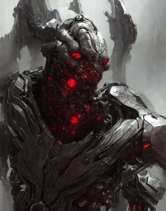 Image similar to willem dafoe as victor stone, full body concept, cyborg, borg, strogg, face of a man, terminator, flesh, quake strogg, doom demon, wolfenstein, monstrous, symmetry, symmetrical, concept art by ruan jia and greg rutkowski