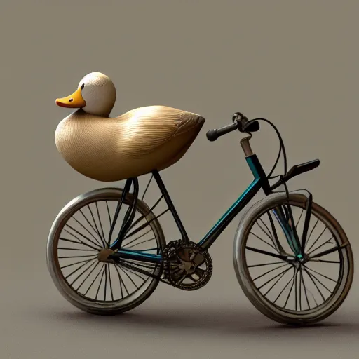 Prompt: a duck riding a bike, octane render