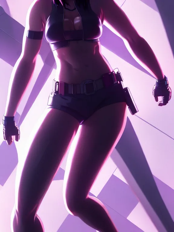 Image similar to a fullbody portrait of motoko kusanagi the major ghost in the shell : : stand alone complex, under repairs, maintenance : : by ilya kuvshinov, rossdraws, artgerm, sola digital arts, anti aliasing, raytracing : :