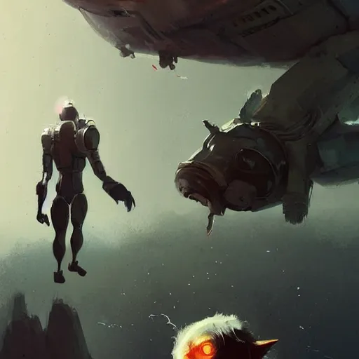 Image similar to 👨‍🚀🐈, digital Art, Greg rutkowski, Trending artstation,cinematographic