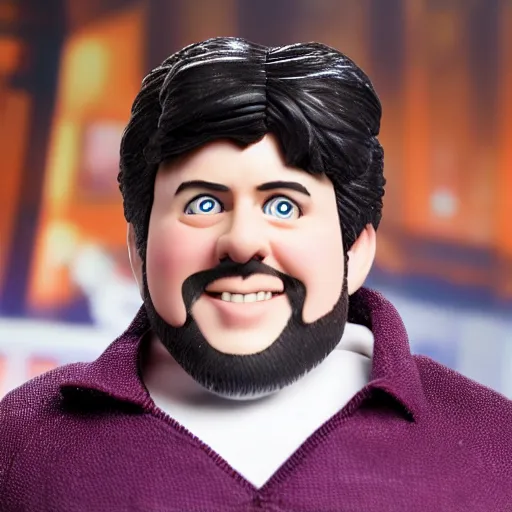 Prompt: Jontron action figure in its package, highly detailed product photo