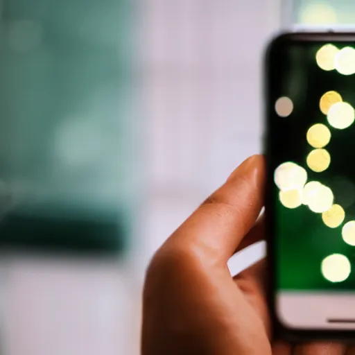 Prompt: phone with green bokeh in the background