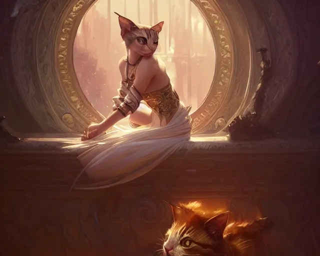 Prompt: photography of cat, fantasy, intricate, elegant, highly detailed, digital painting, artstation, concept art, matte, sharp focus, illustration, hearthstone, art by artgerm and greg rutkowski and alphonse mucha