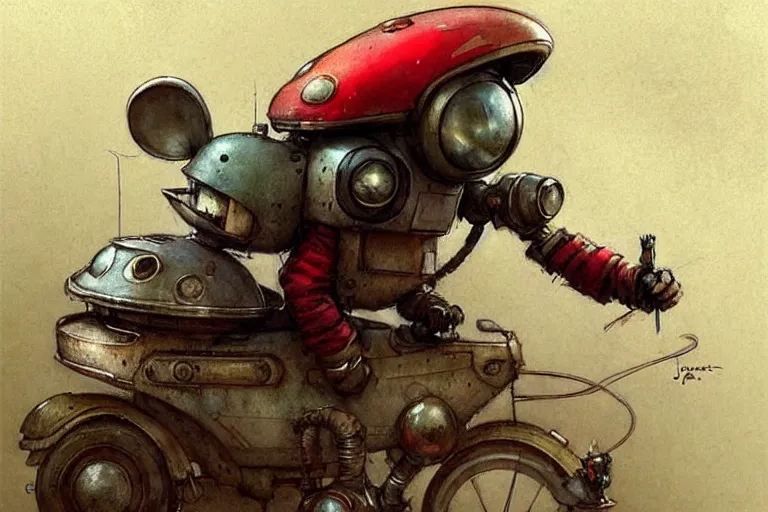 Image similar to adventurer ( ( ( ( ( 1 9 5 0 s retro future robot android mouse mobile house. muted colors. ) ) ) ) ) by jean baptiste monge!!!!!!!!!!!!!!!!!!!!!!!!! chrome red