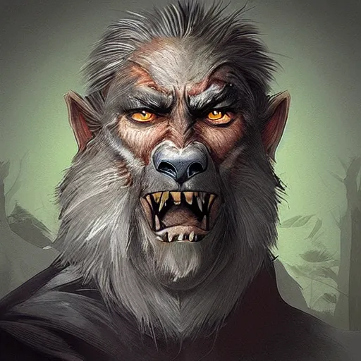 Prompt: “a fantasy digital portrait of (an old man), werewolf”