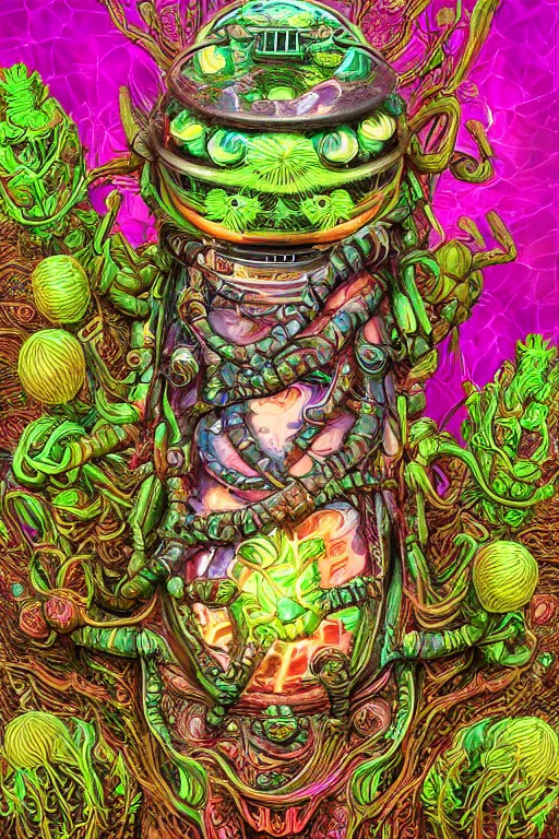 Image similar to creature sushi roots cactus elemental flush of force nature micro world fluo light deepdream a wild amazing steampunk baroque ancient alien creature, intricate detail, colorful digital painting radiating a glowing aura global illumination ray tracing