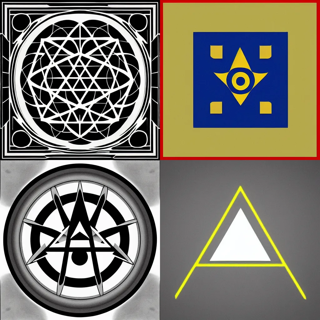 Prompt: minimalist illuminati album cover art