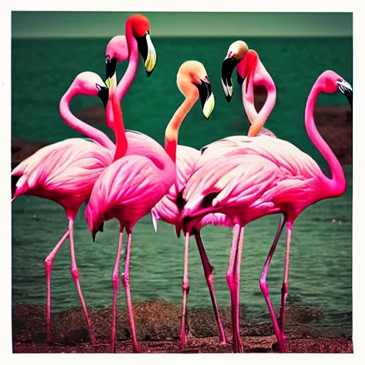 Image similar to album cover of a indie pop band, pink flamingo, album cover art