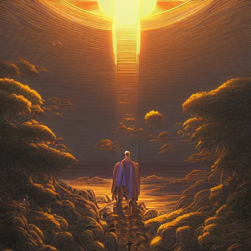 Image similar to the second coming of waluwigi by dan mumford, yusuke murata, makoto shinkai, ross tran, cosmic, heavenly, god rays, intricate detail, cinematic, 8 k, cel shaded, unreal engine, featured on artstation, pixiv