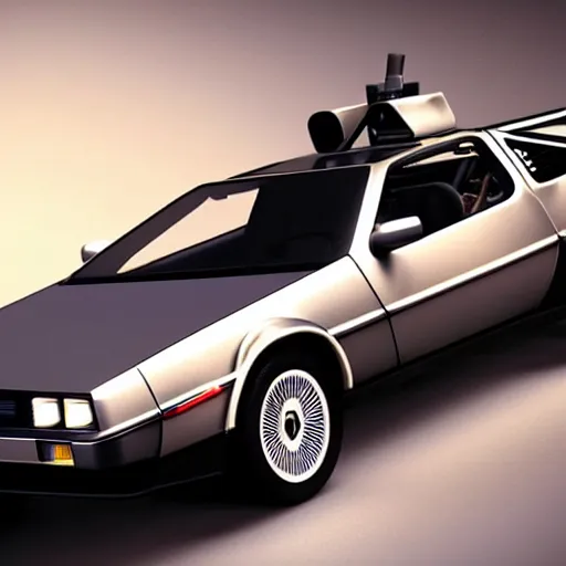 Prompt: still photo of delorean back to the future, highly detailed, photorealistic, bright studio setting, studio lighting, crisp quality and light reflections, unreal engine 5 quality render