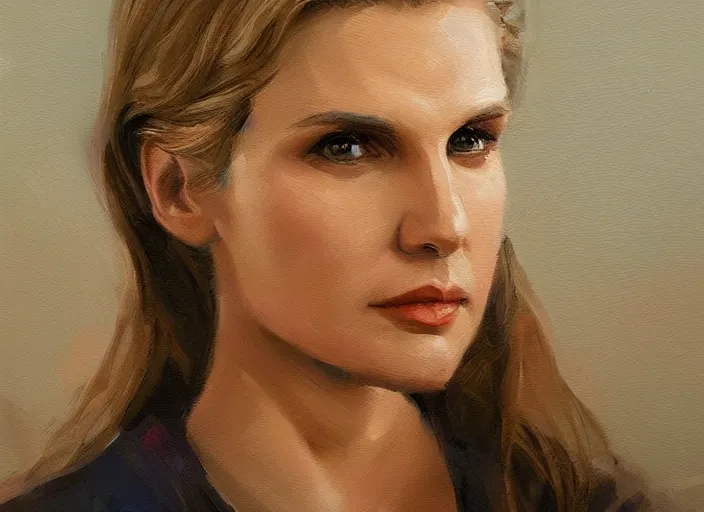 Image similar to concept art of kim wexler, oil painting by jama jurabaev, extremely detailed, brush hard, artstation, for aaa game, high quality, brush stroke