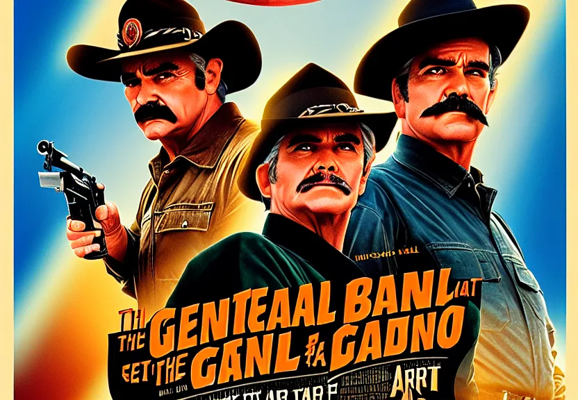 Image similar to poster for the film, the general and the bandit go to steal at the casino, art for the film in color, art in 4 k
