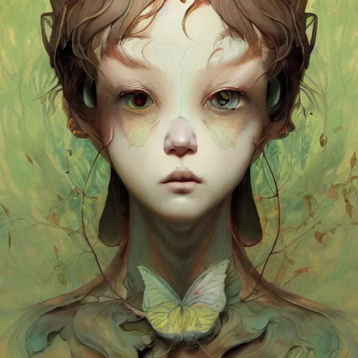 Image similar to prompt : forest character portrait soft light painted by james jean and katsuhiro otomo and erik jones, inspired by evangeleon anime, smooth face feature, intricate oil painting, high detail illustration, sharp high detail, manga and anime 1 9 9 9