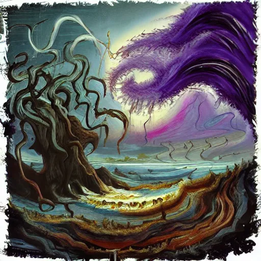 Image similar to eldritch horror by bob ross