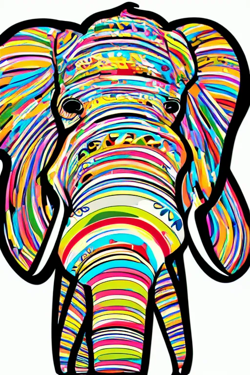 Image similar to A portrait of a baby elephant, sticker, highly detailed, colorful, illustration, smooth and clean vector curves, no jagged lines, vector art, smooth