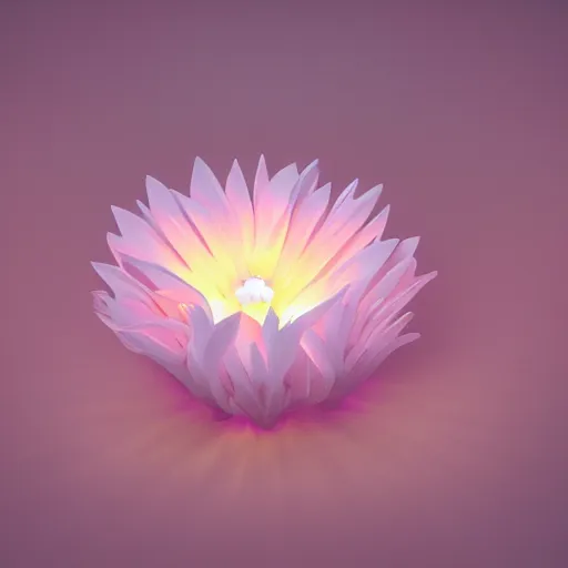 Image similar to Luminescent flower blooming at twilight, cgsociety, r /art, trending on artstation, artstationHD, octane render, highly detailed, vray, volumetric lighting, unreal engine, cinema 4d