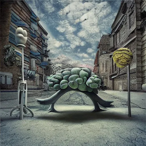 Image similar to surreal 3 d artwork of seemingly familiar objects and environments by tim burton