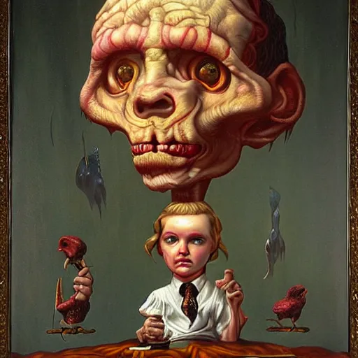 Image similar to Prometheus painting by Mark Ryden and Todd Schorr highly detailed