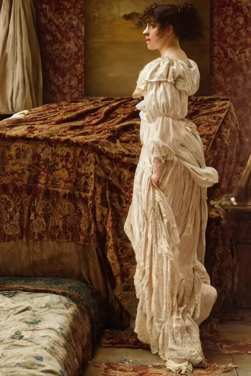 Image similar to a still of ashley graham in a lawrence alma tadema romantic painting