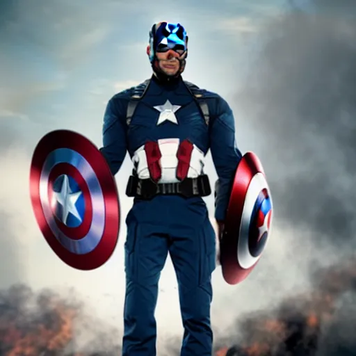 Image similar to film still of Denzel Washington as Captain America in new Captain America film, 8k photorealistic