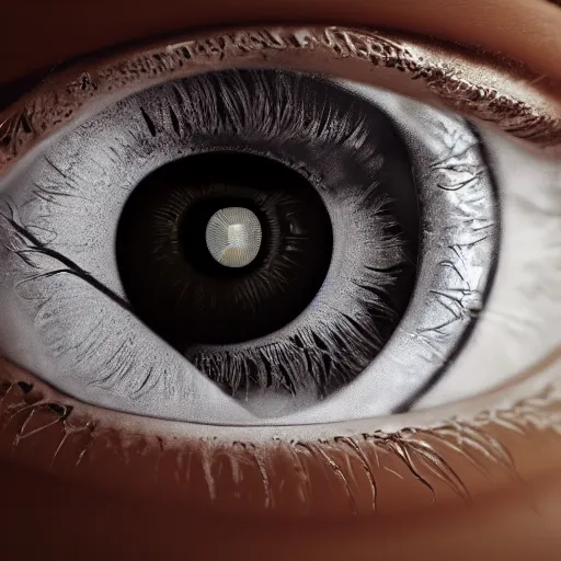 Image similar to hyperrealisitc extremely detailed life like image of human eye, made in unreal engine 5, octane render, 1 6 k hd, realisitc, ray tracing, detailed, intricate