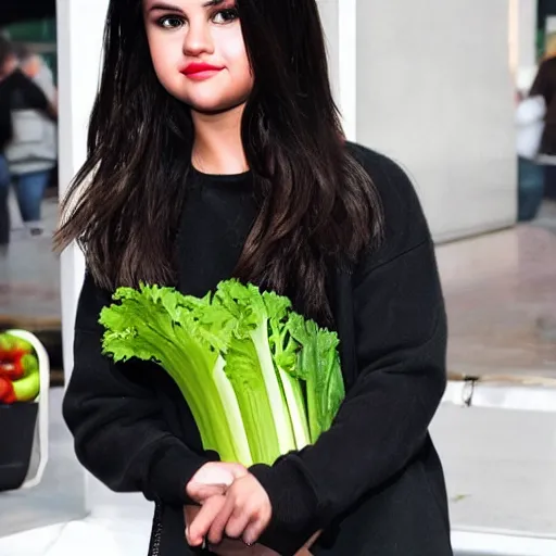 Image similar to selena gomez as celery hybrid