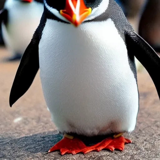 Image similar to a Jedi penguin hybrid, a Jedi crossed with a penguin