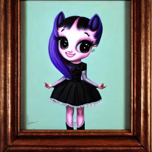 Prompt: ariana grande as a pony, lowbrow painting by mark ryden