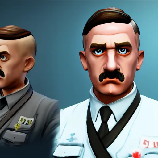 Image similar to adolf hitler as a fortnite character, ingame, 4 k, highly detailed
