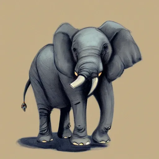 Prompt: an elephant wearing a tutu, concept art