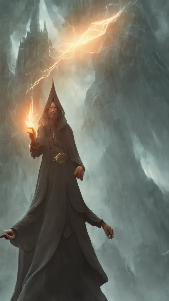 Image similar to A beautiful matte painting of a powerful wizard, casting a spell, cinematic, cgsociety, trending on artstation
