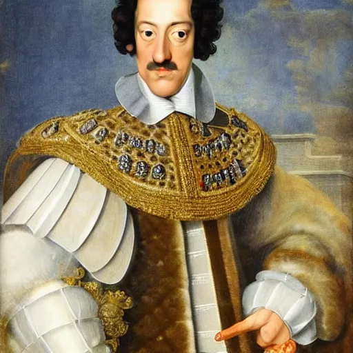 Image similar to Charles II of Spain is Zuckerberg, the last Habsburg ruler of the Facebook Empire, standing portrait by John Closterman, prompt byghee