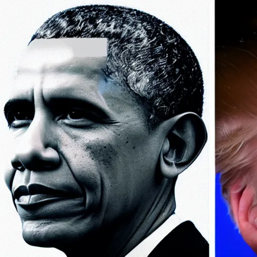 Prompt: obama earing donald trump wig