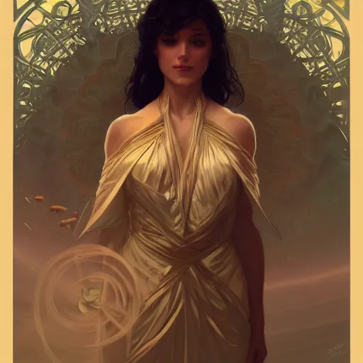 Image similar to space ember, with clothes for goodness sakes, intricate, elegant, highly detailed, digital painting, artstation, concept art, smooth, sharp focus, illustration, art by artgerm and greg rutkowski and alphonse mucha and william - adolphe bouguereau