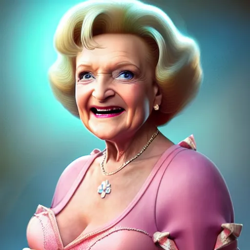 Prompt: betty white as a polished sweaty princess peach : : weta disney pixar movie still photo : : hi - fructose, sci fi, fantasy, decadent highly - detailed digital painting, golden ratio, octane render, artstation, smooth, sharp focus, artgerm, mucha, loish, wlop : :