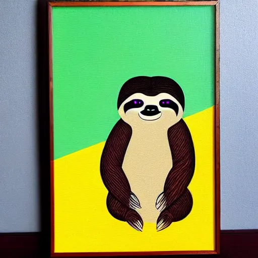 Image similar to a cute sloth, tropical, warm colors, very beautiful bauhaus style painting, award winning