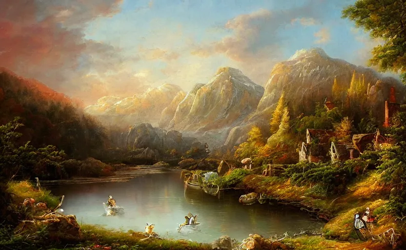 Prompt: beautiful detailed paint a landscape that tells a story. hq