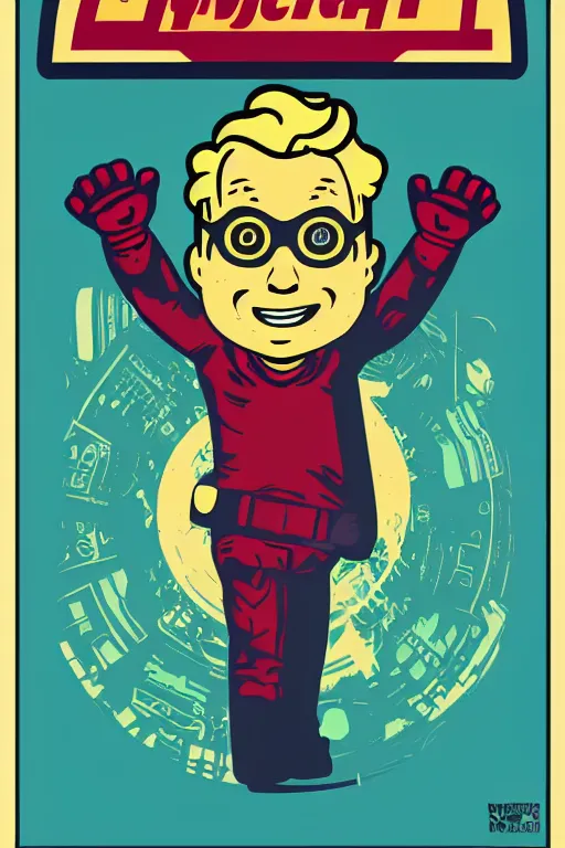 Image similar to fallout 7 6 retro futurist illustration art by butcher billy, sticker, colorful, illustration, highly detailed, simple, smooth and clean vector curves, no jagged lines, vector art, smooth andy warhol style